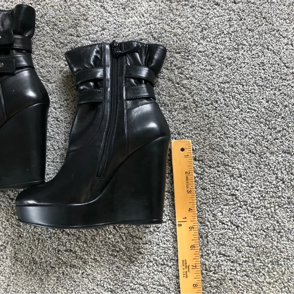 Stuart Weitzman Black Leather Platform‎ Wedge Booties Sz. 5